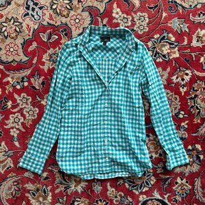 J. Crew Turquoise Gingham Button Down